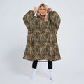 Mossy Oak Camo Hunting Wearable Blanket Hoodie For Adult, Oversized Sherpa Blanket Sweatshirt With Hood Pocket And Sleeves