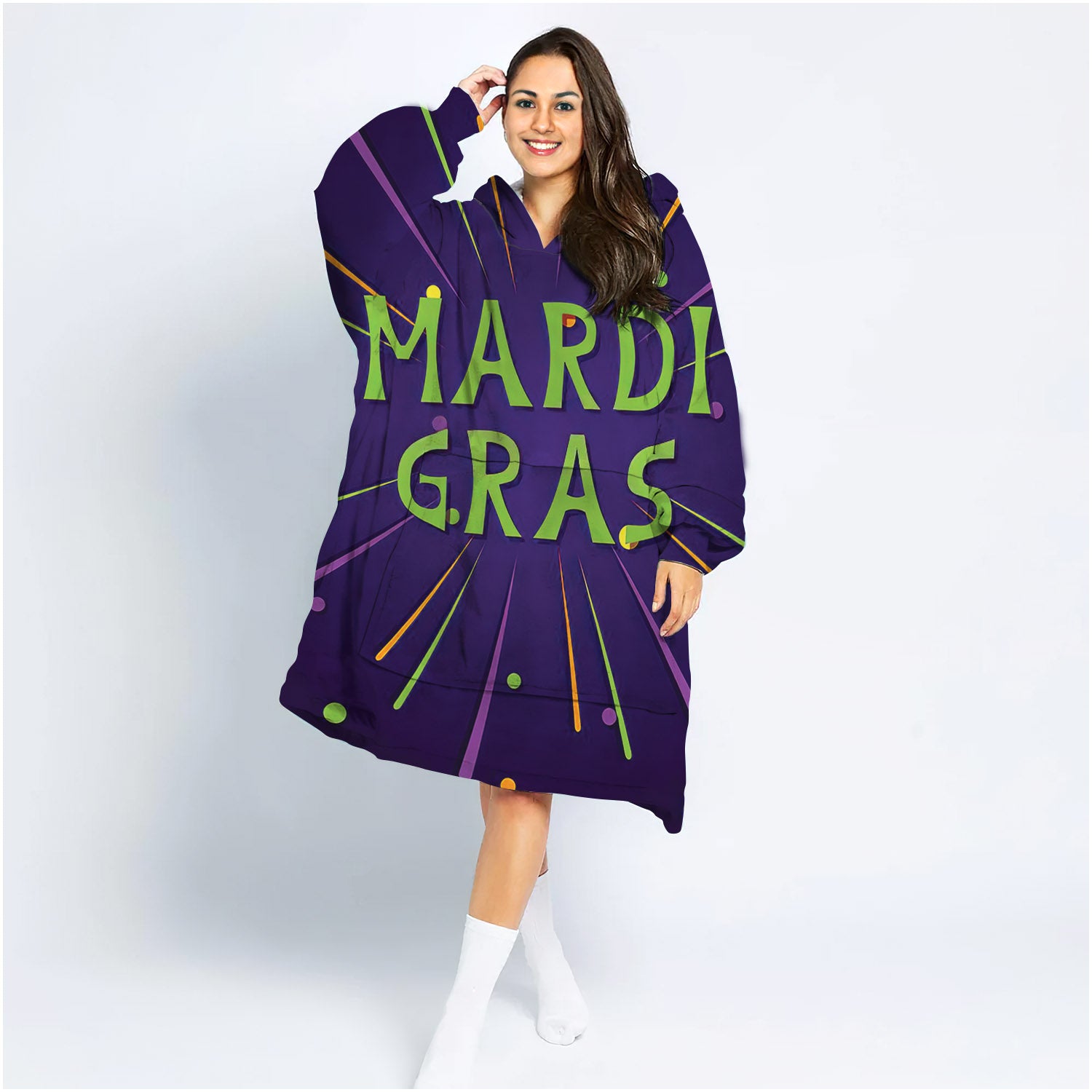 Oversized Sherpa Blanket Sweatshirt Gras Firework Violet